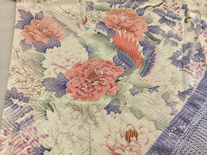 平和屋着物■豪華振袖　駒刺繍　花鳥文　正絹　逸品　BAAX1387mz