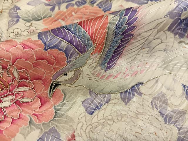 平和屋着物■豪華振袖　駒刺繍　花鳥文　正絹　逸品　BAAX1387mz