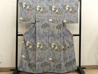 平和屋着物■訪問着　雲重ね花文　正絹　逸品　BAAX1392mz