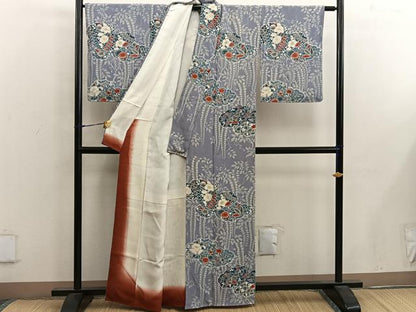 平和屋着物■訪問着　雲重ね花文　正絹　逸品　BAAX1392mz