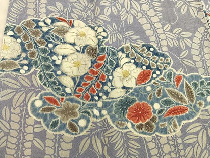平和屋着物■訪問着　雲重ね花文　正絹　逸品　BAAX1392mz