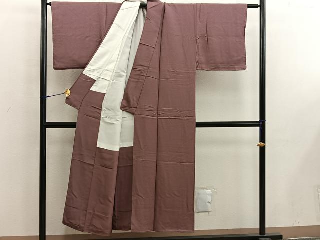 平和屋着物■上質な色無地　蘇芳香色　正絹　逸品　BAAX1394mz