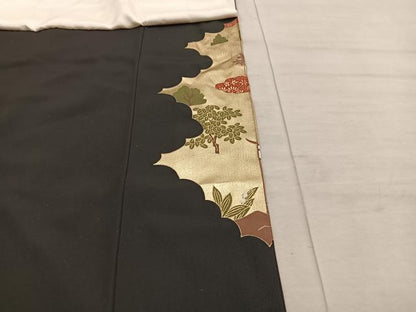 平和屋着物■豪華黒留袖　駒刺繍　風景花文　金彩　正絹　逸品　BAAX1397mz