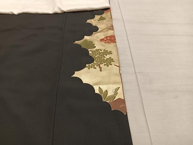 平和屋着物■豪華黒留袖　駒刺繍　風景花文　金彩　正絹　逸品　BAAX1397mz