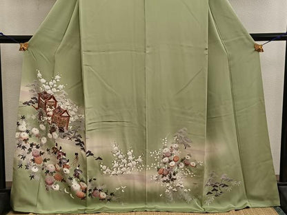 平和屋着物■豪華色留袖　御所車花文　正絹　逸品　BAAX1398mz