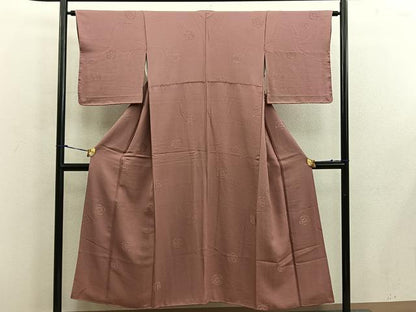 平和屋着物■上質な色無地　草花地紋　蘇芳香色　正絹　逸品　BAAX1405mz