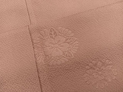 平和屋着物■上質な色無地　草花地紋　蘇芳香色　正絹　逸品　BAAX1405mz