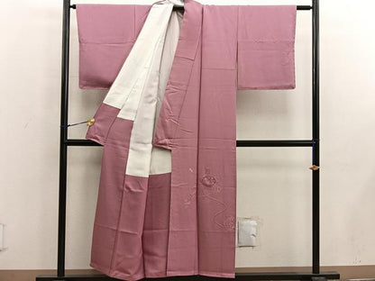 平和屋着物■無地絵羽訪問着　駒刺繍　陶器花文　蘇芳香色　正絹　逸品　BAAX1409mz