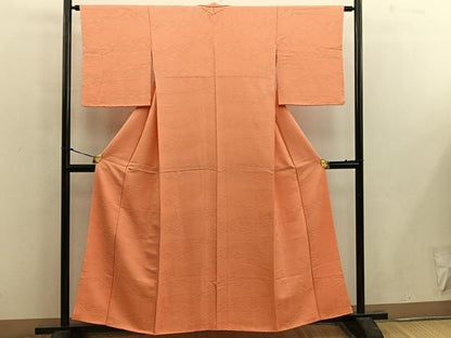平和屋着物■上質な色無地　吉祥地紋　黄丹色　正絹　逸品　BAAX1411mz