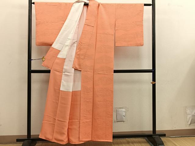 平和屋着物■上質な色無地　吉祥地紋　黄丹色　正絹　逸品　BAAX1411mz