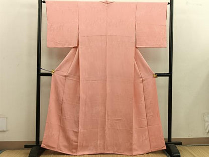 平和屋着物■上質な色無地　樹林地紋　曙色　正絹　逸品　BAAX1412mz