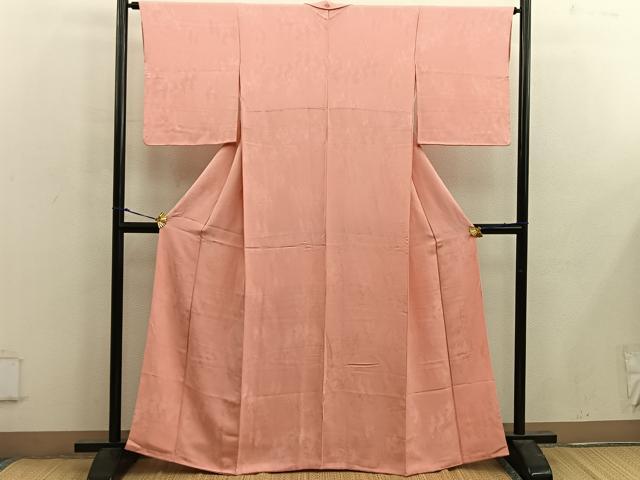 平和屋着物■上質な色無地　樹林地紋　曙色　正絹　逸品　BAAX1412mz