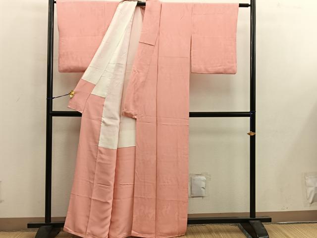 平和屋着物■上質な色無地　樹林地紋　曙色　正絹　逸品　BAAX1412mz
