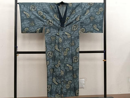 平和屋着物■男性　長襦袢　無双仕立て　動物文　ウール　BAAX1415mz