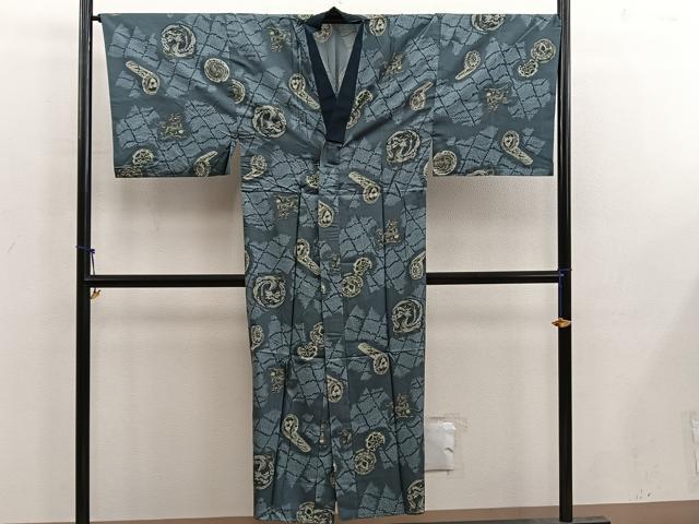 平和屋着物■男性　長襦袢　無双仕立て　動物文　ウール　BAAX1415mz