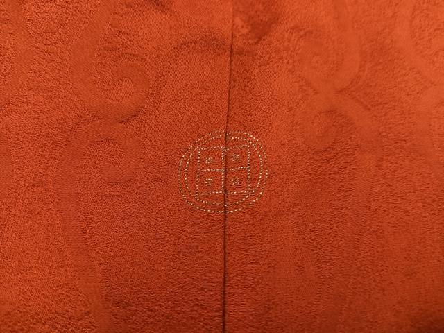 平和屋着物■上質な色無地　幾何学地紋　赤茶色　正絹　逸品　BAAX1417mz