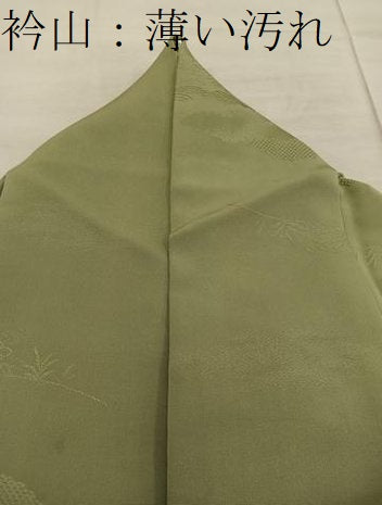 平和屋着物■上質な色無地 草花地紋 根岸色 正絹 逸品 BAAX1422mz