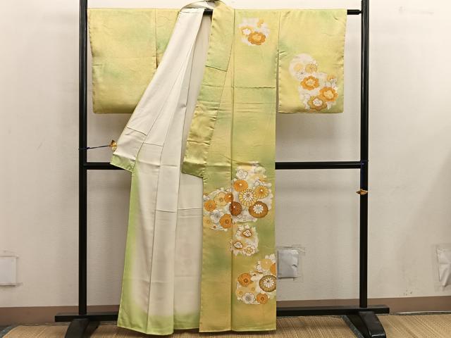 平和屋着物□訪問着 駒刺繍 菊花文 金彩 正絹 逸品 BAAX1423mz