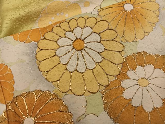 平和屋着物□訪問着 駒刺繍 菊花文 金彩 正絹 逸品 BAAX1423mz