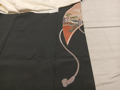 平和屋着物■豪華黒留袖　作家物　駒刺繍　人物風景絵巻文　金彩　正絹　逸品　BAAX1424mz