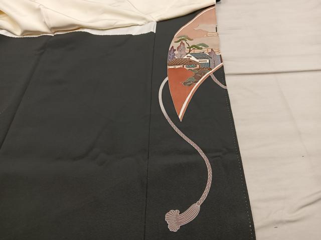 平和屋着物■豪華黒留袖　作家物　駒刺繍　人物風景絵巻文　金彩　正絹　逸品　BAAX1424mz