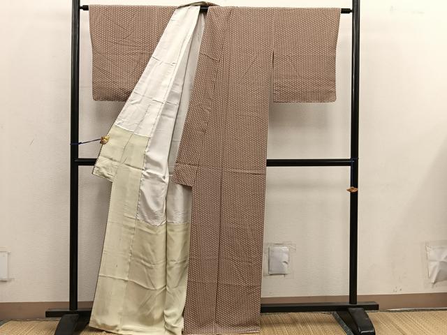 平和屋着物■上質な小紋 麻の葉文様 正絹 逸品 BAAX1432mz