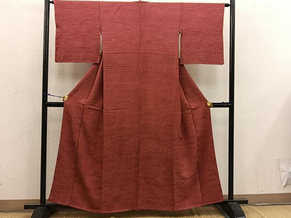 平和屋着物■上質な色無地 草花地紋 蘇芳色 正絹 逸品 BAAX1434mz