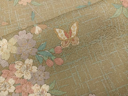 平和屋着物■上質な小紋 舞蝶花文 金彩 正絹 逸品 BAAX1436mz