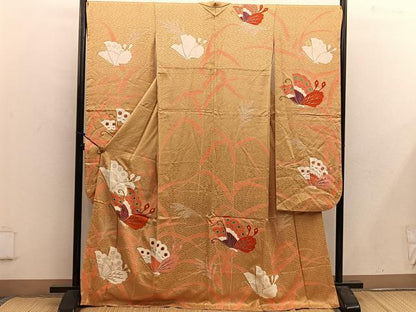 平和屋着物■豪華振袖 駒刺繍 舞蝶文 金彩 正絹 逸品 BAAX1438mz