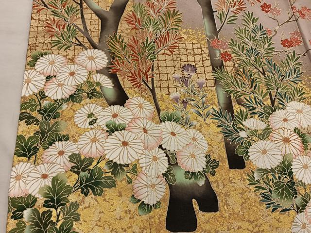 平和屋着物■豪華黒留袖 駒刺繍 菊花文 金彩 正絹 逸品 BAAX1452mz