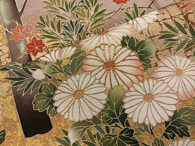 平和屋着物■豪華黒留袖 駒刺繍 菊花文 金彩 正絹 逸品 BAAX1452mz