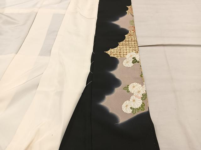 平和屋着物■豪華黒留袖 駒刺繍 菊花文 金彩 正絹 逸品 BAAX1452mz