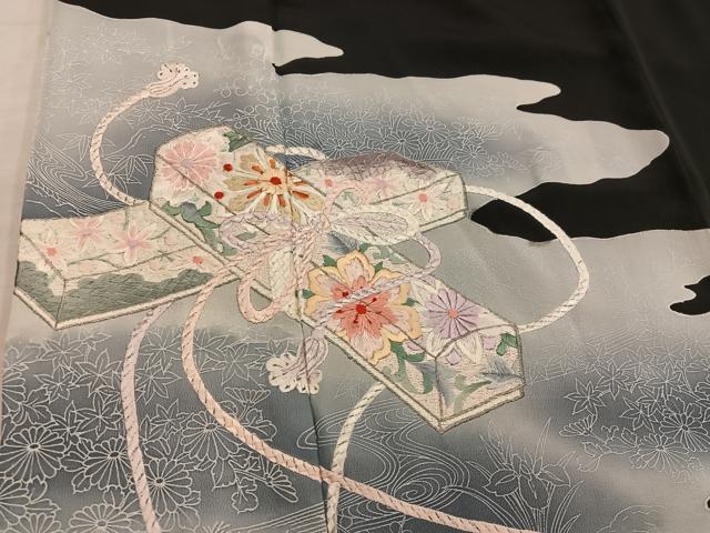 平和屋着物■豪華黒留袖　作家物　刺繍　文箱花文　正絹　逸品　BAAX1453mz