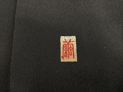平和屋着物■豪華黒留袖　作家物　駒刺繍　扇面御所車文　暈し染め　金彩　正絹　逸品　BAAX1457mz