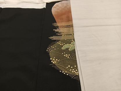 平和屋着物■豪華黒留袖　作家物　駒刺繍　扇面御所車文　暈し染め　金彩　正絹　逸品　BAAX1457mz