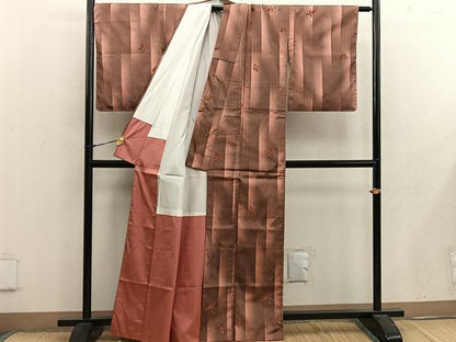 平和屋着物■上質な紬 幾何学文様 正絹 逸品 BAAX1458mz