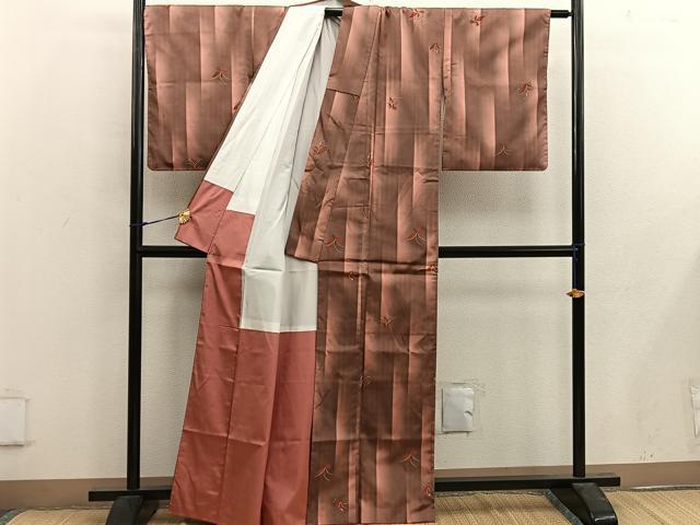 平和屋着物■上質な紬 幾何学文様 正絹 逸品 BAAX1458mz