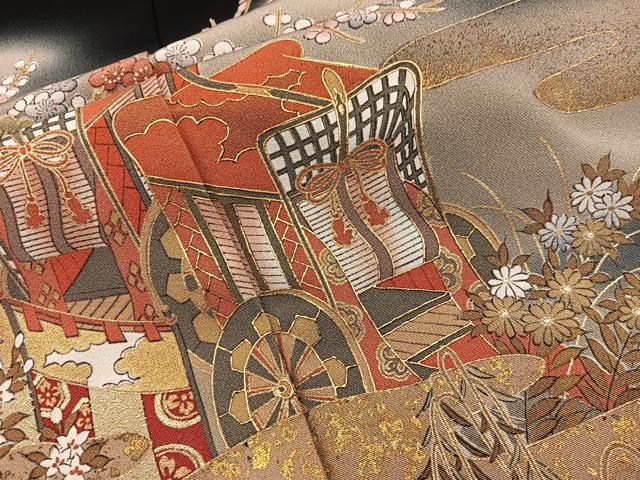 平和屋着物■豪華黒留袖 御所車花文 暈し染め 金彩 正絹 逸品 BAAX1460mz