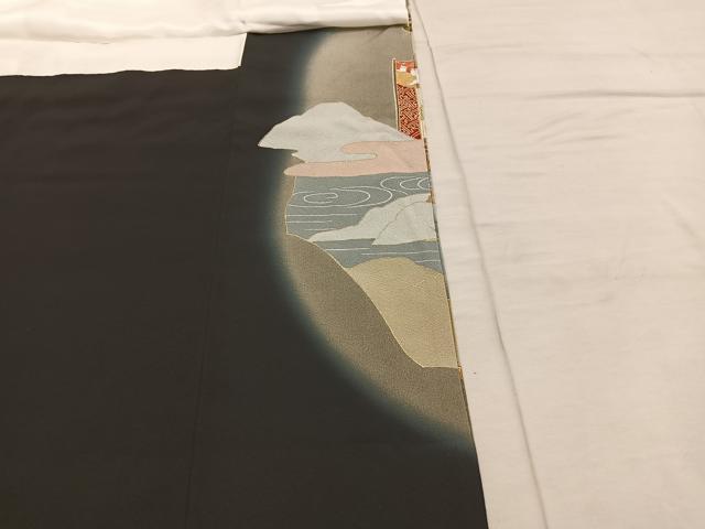 平和屋着物■豪華黒留袖 御所車花文 暈し染め 金彩 正絹 逸品 BAAX1460mz