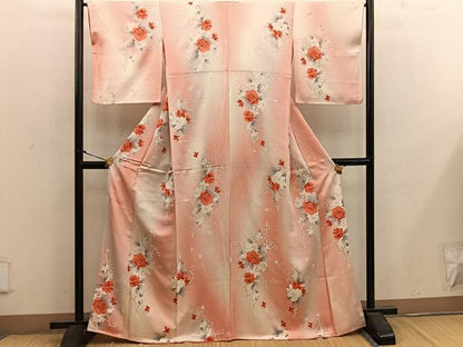 平和屋着物■上質な小紋 牡丹文 暈し染め 正絹 逸品 BAAX1464mz