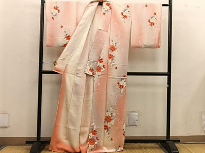 平和屋着物■上質な小紋 牡丹文 暈し染め 正絹 逸品 BAAX1464mz