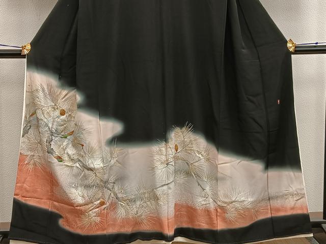 平和屋着物■豪華黒留袖 作家物 刺繍 枝葉文 暈し染め 金彩 正絹 逸品 BAAX1467mz