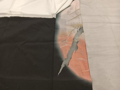 平和屋着物■豪華黒留袖 作家物 刺繍 枝葉文 暈し染め 金彩 正絹 逸品 BAAX1467mz