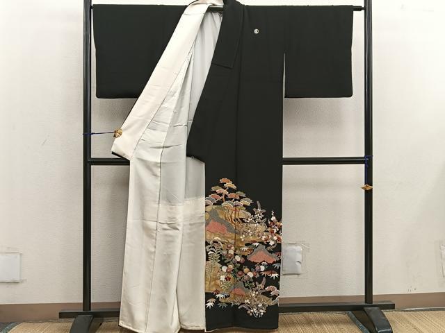 平和屋着物■豪華黒留袖 松竹梅 金彩 正絹 逸品 BAAX1471mz