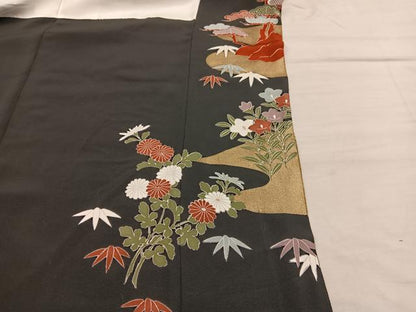 平和屋着物■豪華黒留袖 松竹梅 金彩 正絹 逸品 BAAX1471mz
