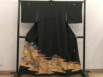 平和屋着物■豪華黒留袖 作家物 駒刺繍 風景花文 金彩 正絹 逸品 BAAX1472mz