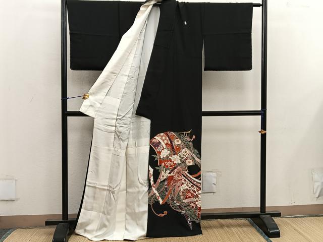 平和屋着物■豪華黒留袖 亀甲牡丹花文 金彩 正絹 逸品 BAAX1476mz