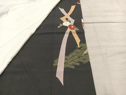 平和屋着物■豪華黒留袖 亀甲牡丹花文 金彩 正絹 逸品 BAAX1476mz