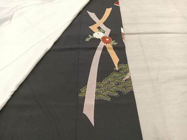 平和屋着物■豪華黒留袖 亀甲牡丹花文 金彩 正絹 逸品 BAAX1476mz