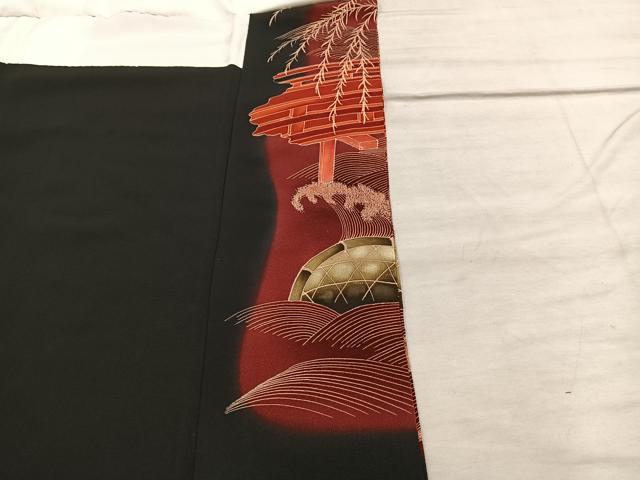 平和屋着物■豪華黒留袖 作家物 嵐山 暈し染め 金彩 正絹 逸品 BAAX1478mz